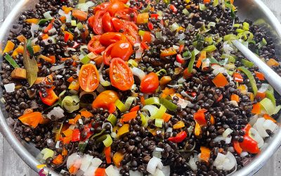 Bunter sommerlicher Beluga-Linsen-Salat